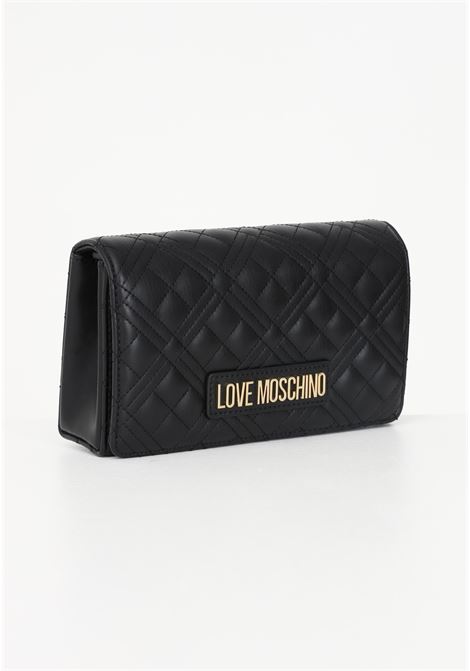 Black women's clutch bag with quilted pattern and logo LOVE MOSCHINO | JC4079PP1LLA0000